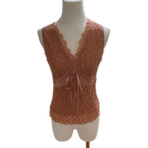 Y2K Lace Mesh Babydoll Top Embroidered Whimsigoth Coquette Fairy Boho Size Small